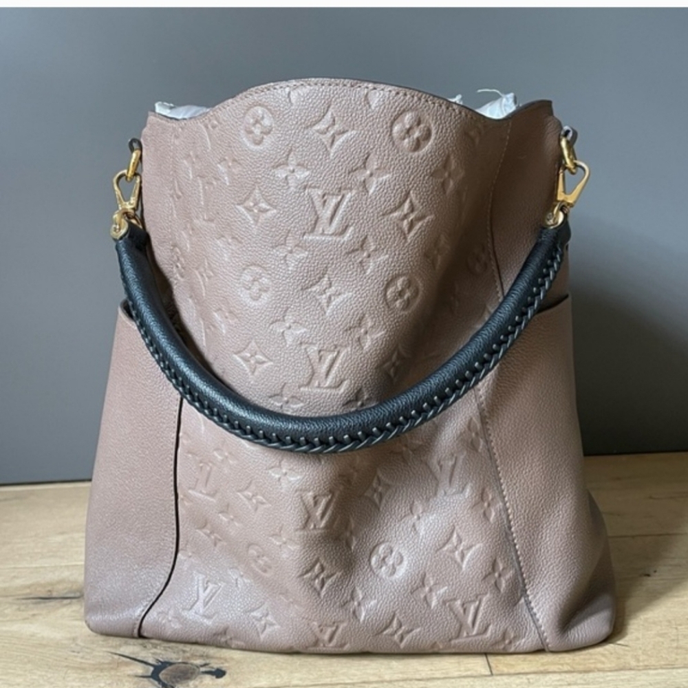 Louis Vuitton Taupe Embossed Monogram Hobo Bag